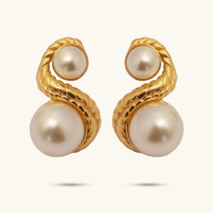 Libra Twisted Pearl Hoops MXE640G