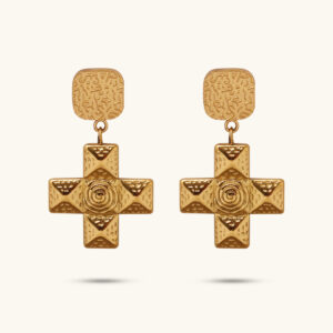Libra Textured Cross Drop Earrings MXE650G