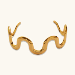 Libra Sculpted Wave Gold Cuff MXJDB284G