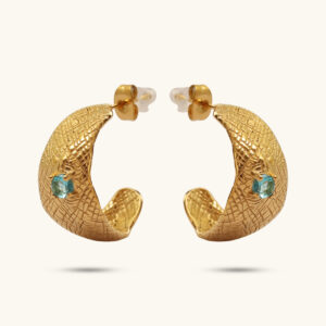 Libra hoops with blue topaz stone MXYSE592G