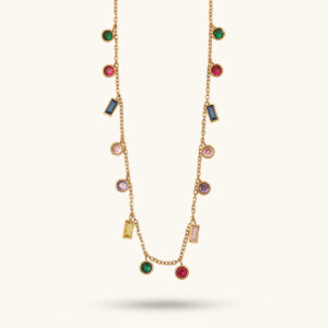 Libra multicolor gold necklace MXOMKS001G