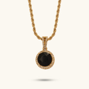 Libra gold necklace with onyx stone MXN529G