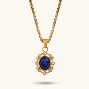 Libra gold necklace with blue saphire MXMWN501G