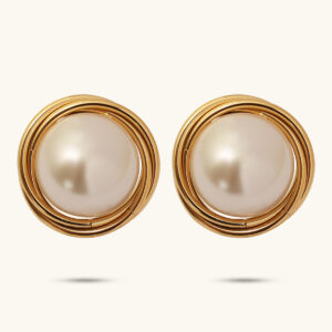 Libra gold pearl stud earrings MXFXRE671G