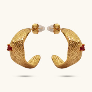 Libra hoops with ruby stone MXYSE592G