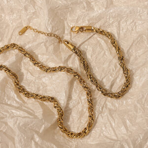 Libra Set Twisted Gold Chain and Bracelet MXDZS025G