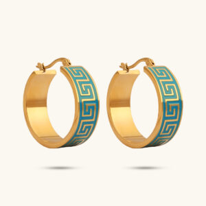 Libra gold long earrings Turquoise LB1974D-T