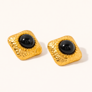 Libra Black Stone Hoops JDE2308215-bk