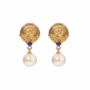 Libra Sculpted Gold Pearl  Earrings  JDE2023561