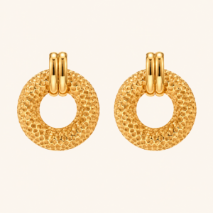 Libra Textured Gold Hoops JDE2306064