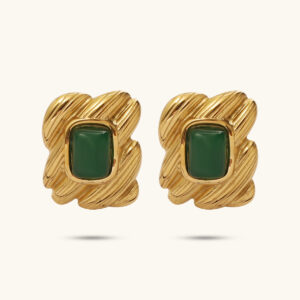Libra Green Stone Earrings MXZZE741G