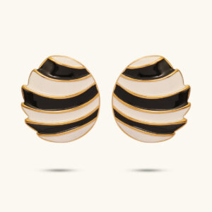 Libra gold black enamel earrings MXMJE878G