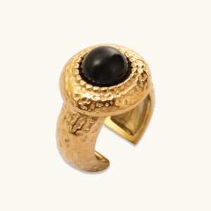 Libra gold Forged Obsidian Ring MXFTR623L-G