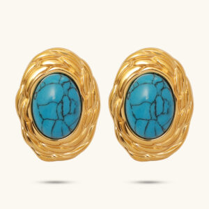Libra Turquoise Oval Studs MXF1229