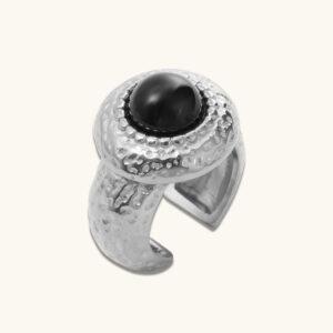 Libra Silver Forged Obsidian Ring MXFTR623L-S